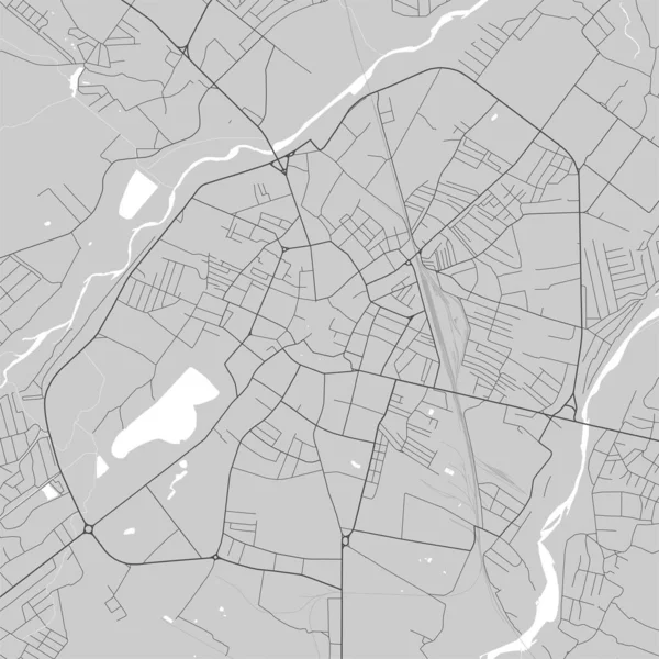 ウクライナのイヴァーノ フランクヴィスク市の地図 アーバンブラックとホワイトポスター 都市エリアビューのロードマップ画像 — ストックベクタ