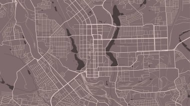 Donetsk haritası, Ukrayna, kırmızı şehir posteri. Yol ve su vektör haritası. Geniş ekran oranı, dijital düz tasarım yol haritası.