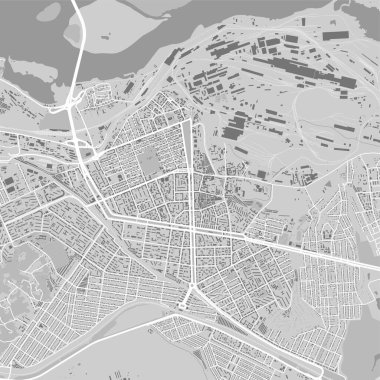 Kamianske şehri haritası, Ukrayna. Şehir siyah beyaz posteri. Büyük şehir manzaralı yol haritası.