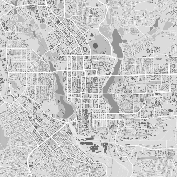 Donetsk Stadskarta Ukraina Kommunal Förvaltning Svartvitt Område Karta Med Floder — Stock vektor