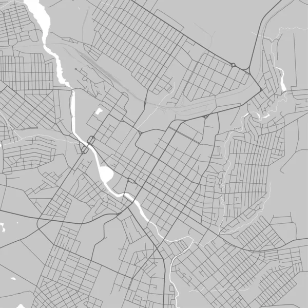 乌克兰Kropyvnytskyi市地图 城市黑白海报 具有大都市地区景观的路线图图像 — 图库矢量图片