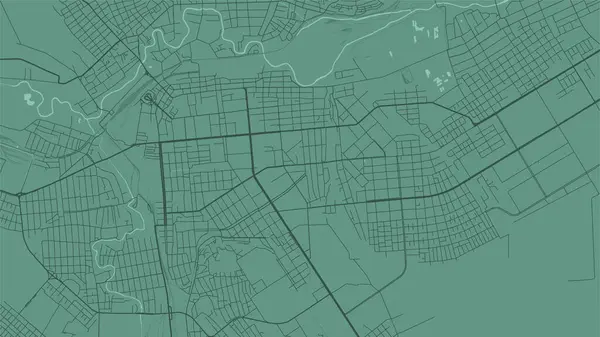 背景Luhansk地图 乌克兰 绿色城市海报 有道路和水的矢量图 宽屏比例 数字平面设计路线图 — 图库矢量图片
