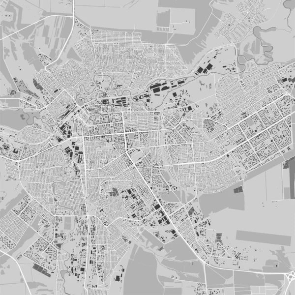 ウクライナのルハンスク市の地図 アーバンブラックとホワイトポスター 都市エリアビューのロードマップ画像 — ストックベクタ