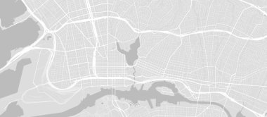 Oakland haritası, Amerika Birleşik Devletleri, beyaz ve açık gri şehir posteri. Yol ve su vektör haritası. Geniş ekran oranı, dijital düz tasarım yol haritası.