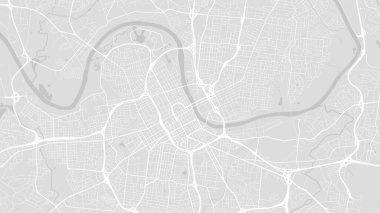 Nashville haritası, Amerika Birleşik Devletleri, beyaz ve açık gri şehir posteri. Yol ve su vektör haritası. Geniş ekran oranı, dijital düz tasarım yol haritası.