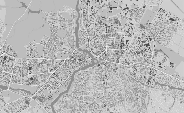 Mapa Miasta Winnica Ukraina Miejski Plakat Czarno Biały Mapa Drogowa — Wektor stockowy