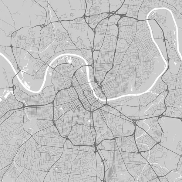 Carte Ville Nashville États Unis Affiche Urbaine Noir Blanc Carte — Image vectorielle