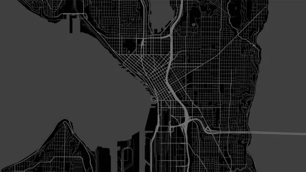 Tło Seattle Map Stany Zjednoczone Czarny Plakat Miasta Mapa Wektora — Wektor stockowy