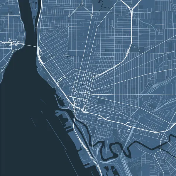 Blue Buffalo Karta New York Usa Detaljerad Kommunkarta Skyline Panorama — Stock vektor