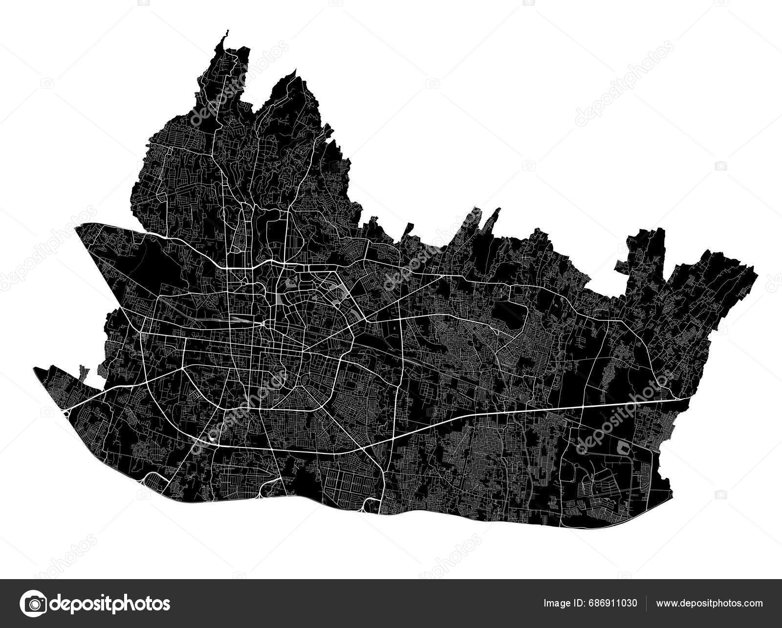 Bandung Map Detailed Black Map Bandung City Administrative Area