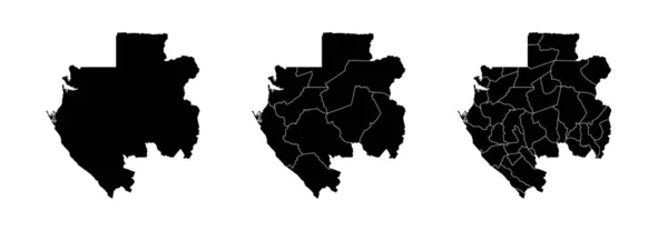 Serie Mappe Stato Del Gabon Con Regioni Comuni Divisione Confini Vettoriali Stock Royalty Free