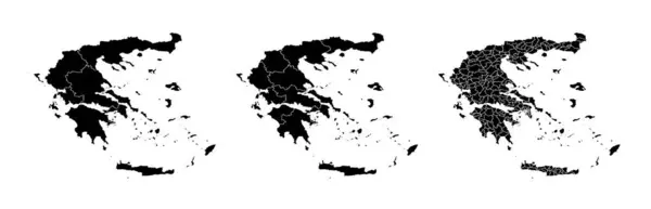 希腊的一套国家地图 按地区和市镇划分 各省边界 白色背景上孤立的矢量地图 图库插图