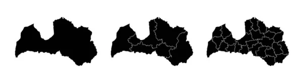 按地区和市划分的拉脱维亚国家地图集 各省边界 白色背景上孤立的矢量地图 图库矢量图片