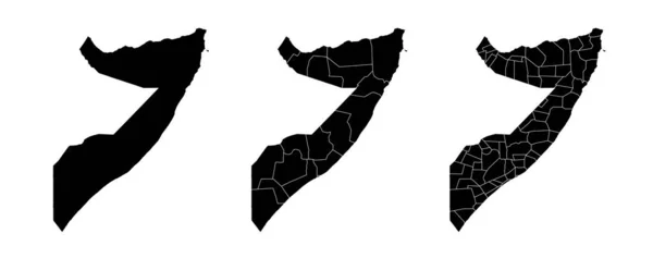 按地区和市镇划分的一套索马里国家地图 各省边界 白色背景上孤立的矢量地图 免版税图库插图
