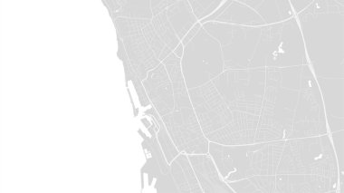 Arka plan Helsingborg haritası, İsveç, beyaz ve açık gri şehir posteri. Yol ve su vektör haritası. Geniş ekran oranı, dijital düz tasarım yol haritası.