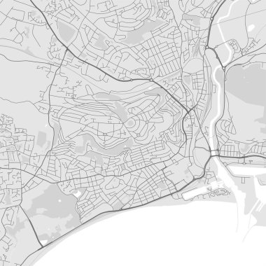 Galler, Swansea 'nin siyah beyaz haritası