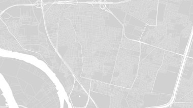 Shubra El Kheima haritası, Mısır, beyaz ve açık gri şehir posteri. Yol ve su vektör haritası. Geniş ekran oranı, dijital düz tasarım yol haritası.