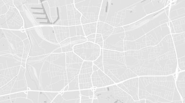 Arka plan Dortmund haritası, Almanya, beyaz ve açık gri şehir posteri. Yol ve su vektör haritası. Geniş ekran oranı, dijital düz tasarım yol haritası.