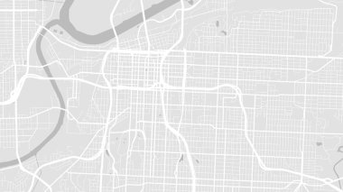 Arka plan Kansas City, Missouri haritası, ABD, beyaz ve açık gri şehir posteri. Yol ve su vektör haritası. Geniş ekran oranı, dijital düz tasarım yol haritası.