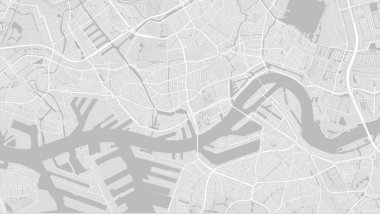 Arka plan Rotterdam haritası, Hollanda, beyaz ve açık gri şehir posteri. Yol ve su vektör haritası. Geniş ekran oranı, dijital düz tasarım yol haritası.