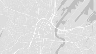 Arka plan Belfast haritası, Kuzey İrlanda, beyaz ve açık gri şehir posteri. Yol ve su vektör haritası. Geniş ekran oranı, dijital düz tasarım yol haritası.