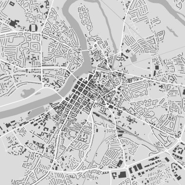 Limerick map, Ireland. Grayscale color city map, vector streetmap with buildings, roads and rivers. clipart