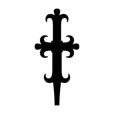 Zarif haç şekli, süs çizgisi, Hıristiyan sembolü. Düz tasarım çizimi.