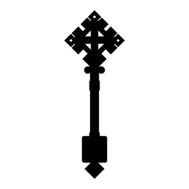 Zarif haç şekli, süs çizgisi, Hıristiyan sembolü. Düz tasarım çizimi.