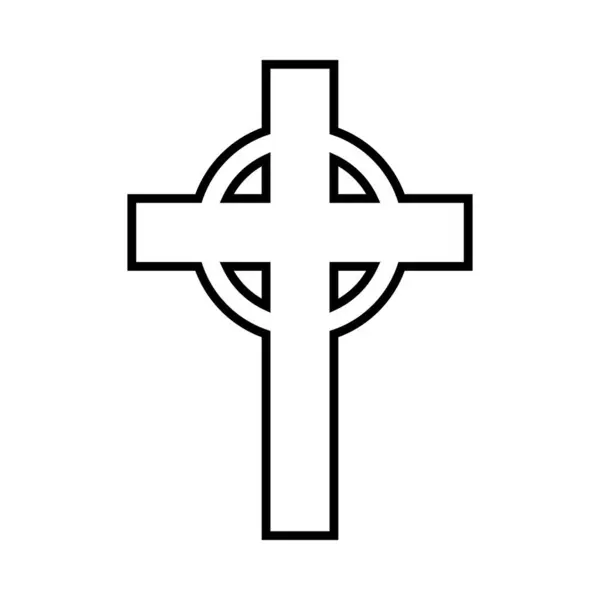 stock vector Celtic cross icon, Christian cross symbol, outline shape