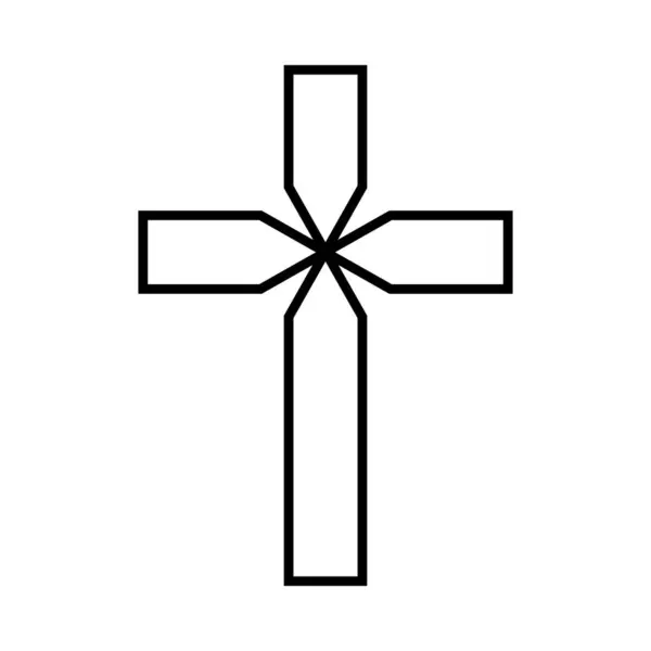 stock vector Simple cross icon, Christian cross symbol, outline shape