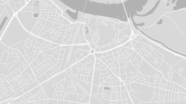 Arkaplan Nijmegen haritası, Hollanda, beyaz ve açık gri şehir posteri yollar ve su. Geniş ekran oranı, dijital düz tasarım yol haritası.