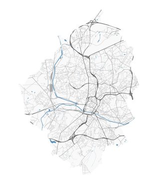 Map of Charleroi, Belgium. Detailed city map, metropolitan area. clipart