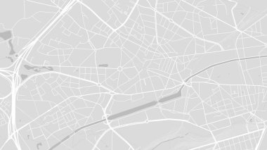 Anderlecht haritası, Belçika, beyaz ve açık gri şehir posteri yollar ve su. Geniş ekran oranı, dijital düz tasarım yol haritası.