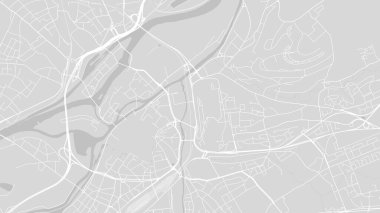Arka plan Metz haritası, Fransa, beyaz ve açık gri renkli yollar ve suyla dolu şehir posteri. Geniş ekran oranı, dijital düz tasarım yol haritası.