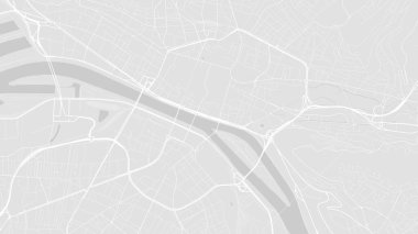 Arka plan Rouen haritası, Fransa, beyaz ve açık gri şehir posteri yollar ve su. Geniş ekran oranı, dijital düz tasarım yol haritası.