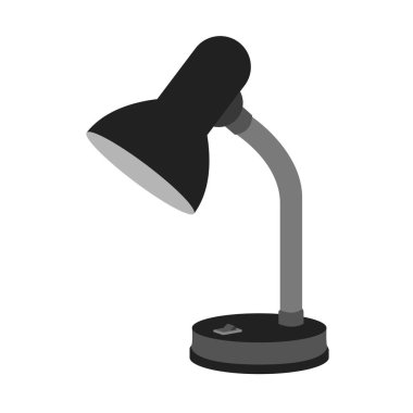 Klasik esnek masa lambası. İç mekan ve ofis dekorasyonu masaüstü mobilyası. Okumak için ayarlanabilir masa lambası. Düz tasarım renkli vektör çizimi.
