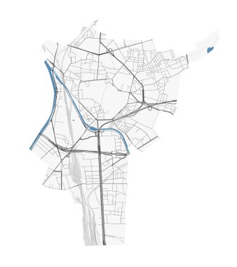 Saint-Denis haritası, Fransa. Detaylı şehir vektör haritası, metropol alanı. Yollu sokak haritası.