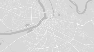 Arka plan Limerick haritası, İrlanda, beyaz ve açık gri şehir posteri. Yol ve su vektör haritası. Geniş ekran oranı, dijital düz tasarım yol haritası.