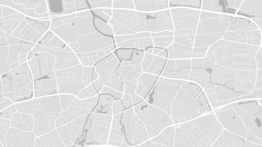 Breda haritası, Hollanda, beyaz ve açık gri şehir posteri yollar ve su. Geniş ekran oranı, dijital düz tasarım yol haritası.
