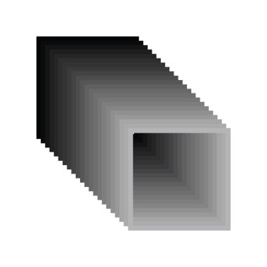 3 boyutlu kare perspektif solmuş bir tünel, beyaz arka planda siyah. Vektör şablonu illüstrasyonu.