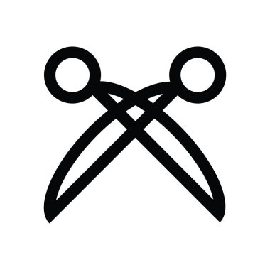 Makas simgesi, basit siyah taslak çizimi. El yapımı ofis ögesi.