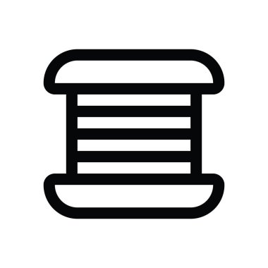 Kalın iplik ikonu, dikiş ipliği. Basit siyah çizim çizimi. El yapımı sanat malzemeleri.