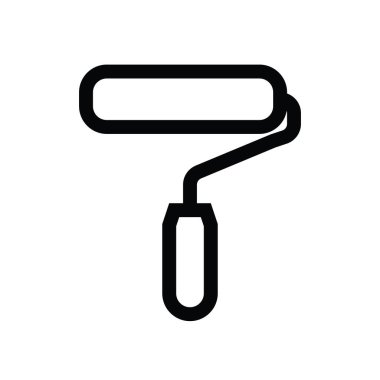 Boya silindiri ikonu, duvar boyama aracı. Boya uygulama aracı Basit siyah ana hatlı resimleme. El yapımı sanat malzemeleri.