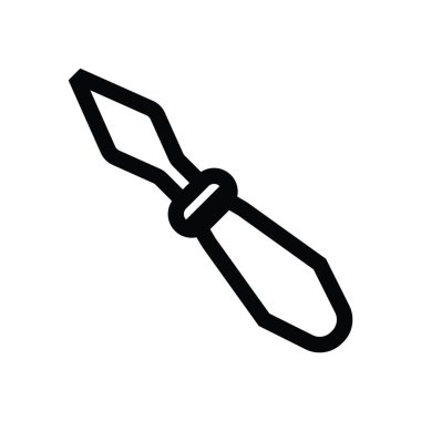 Palet bıçak ikonu, basit siyah çizgiler. El çizimi sanat aracı