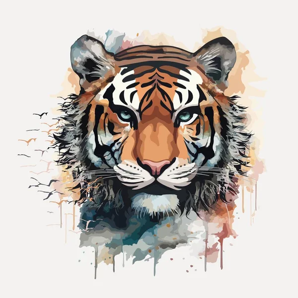 Art Print Tiger African Motif — Stock Vector