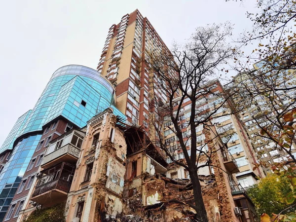 Kyiv Ucraina Ottobre 2022 Casa Civile Dopo Attacco Droni Edifici — Foto Stock