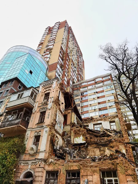 Kyiv Ukraine Жовтня 2022 Цивільний Дім Після Нападу Дронів Будівлі — стокове фото