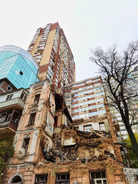 Kyiv Ukraine Жовтня 2022 Цивільний Дім Після Нападу Дронів Будівлі — стокове фото