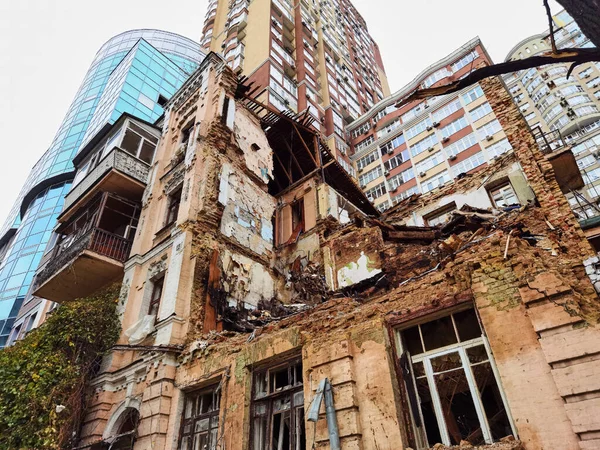 Kyiv Ucrania Octubre 2022 Casa Civil Después Ataque Con Drones —  Fotos de Stock