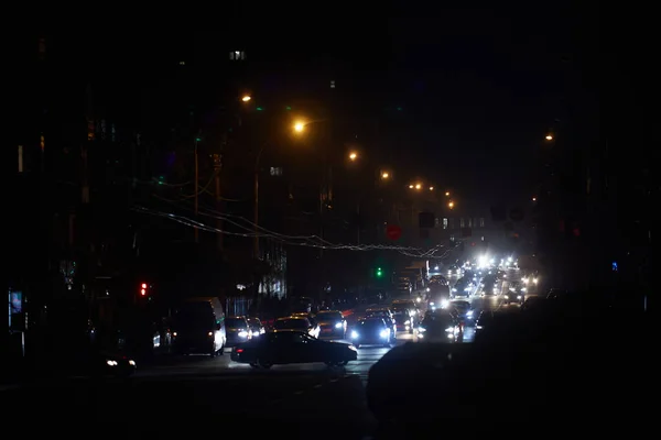 Kyiv Ukraine December 2022 Blackout Ukrainian Capital Kyiv Capital Streets — Stock Photo, Image